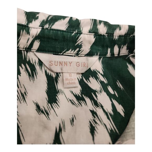 Sunny Girl Puffy Sleeves Shirt Dress Small Green With Belt Flowy Statement Dress - Picture 4 of 9